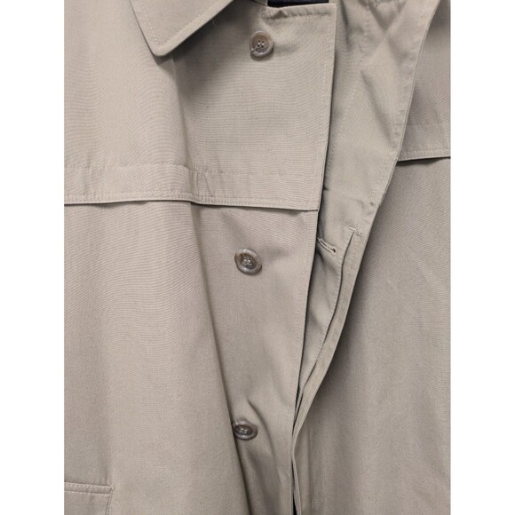 Vintage London Fog Towne Mens Tan Trench Coat Teddy Brown Faux Fur Lining sz 42R - Picture 8 of 16